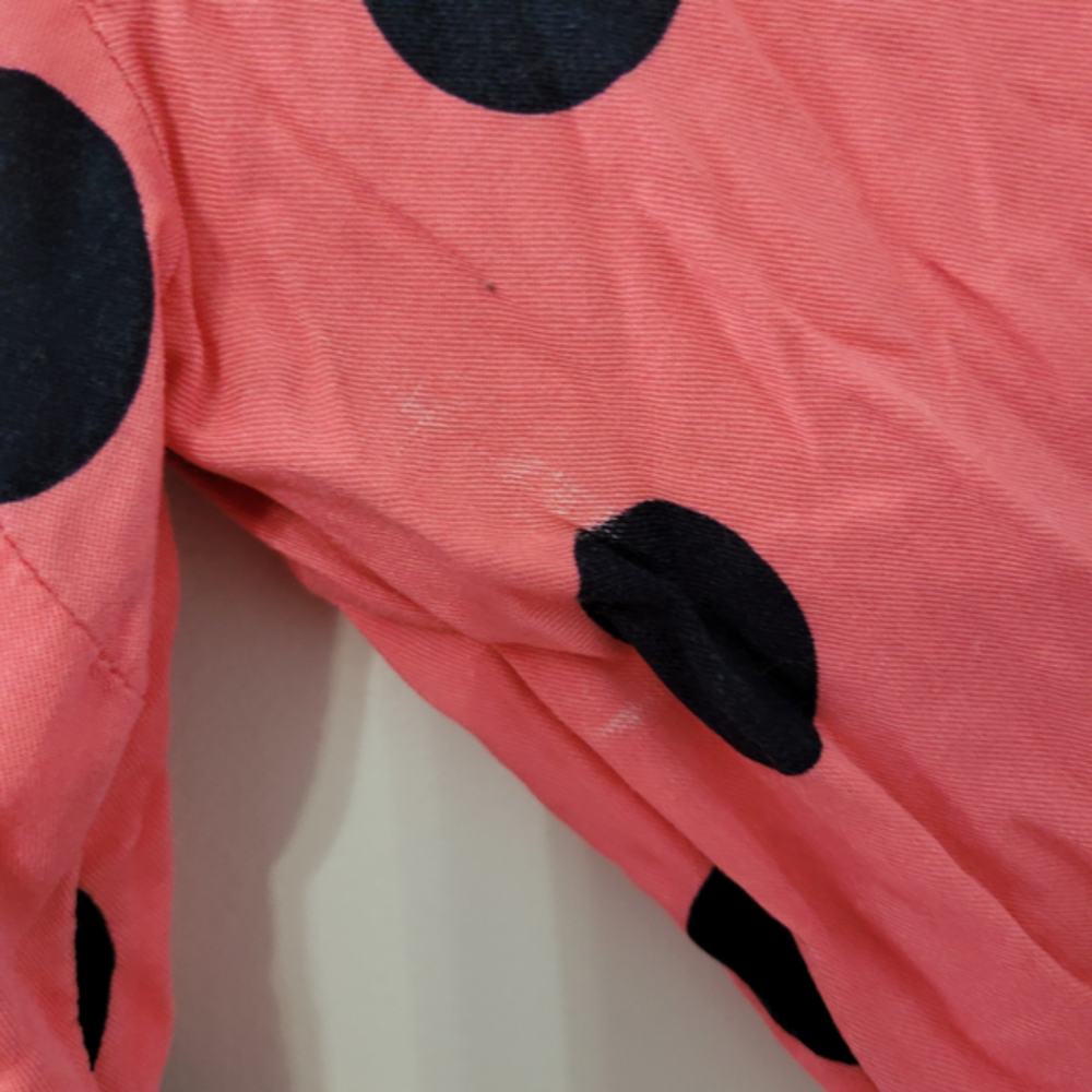 NWT Crown & Ivy Women's Ruffle Trim Pink Polka Dot Blouse Top Size Large Petite - Picture 5 of 11